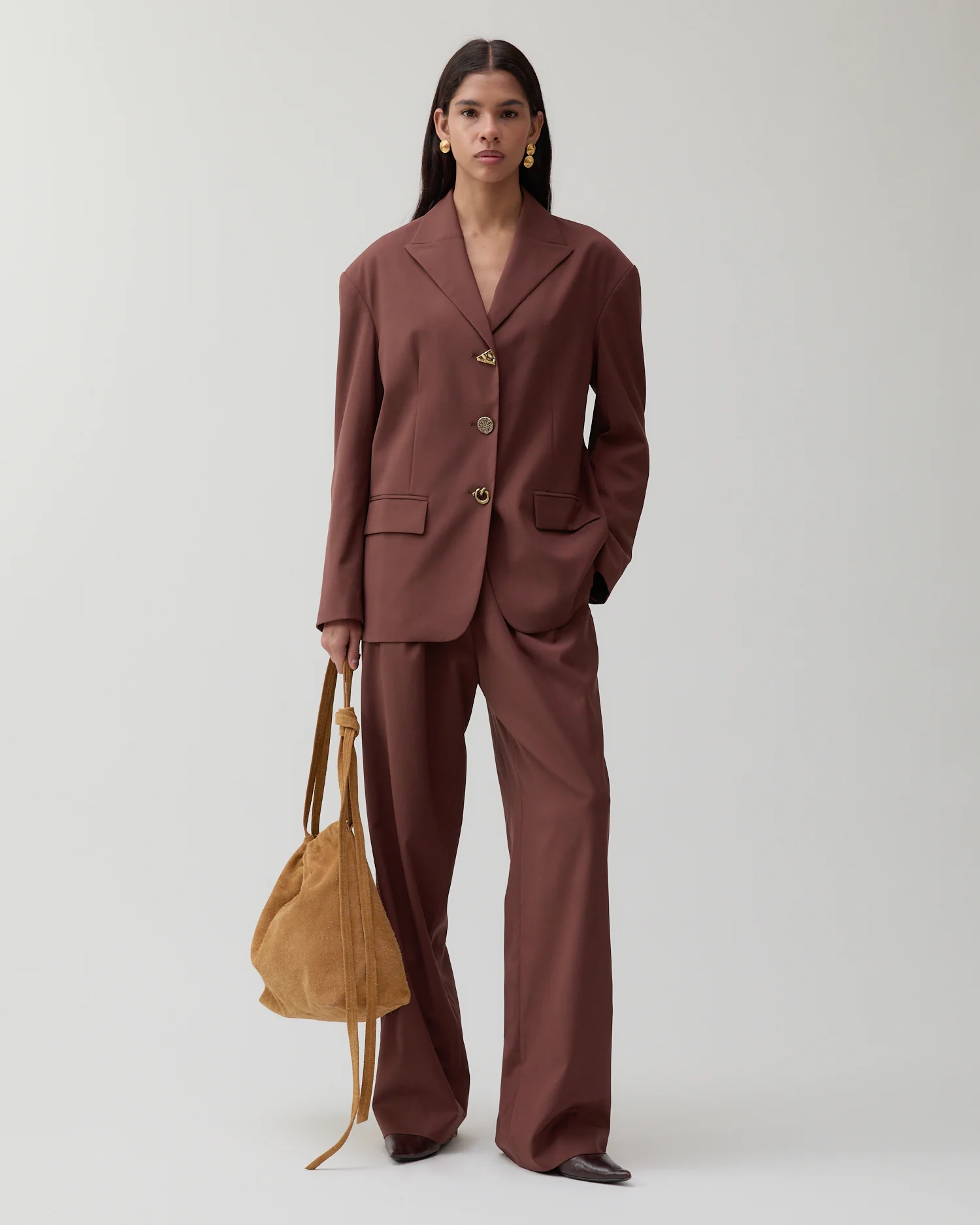 Reine Trousers Wool Blend Brown - Image 3