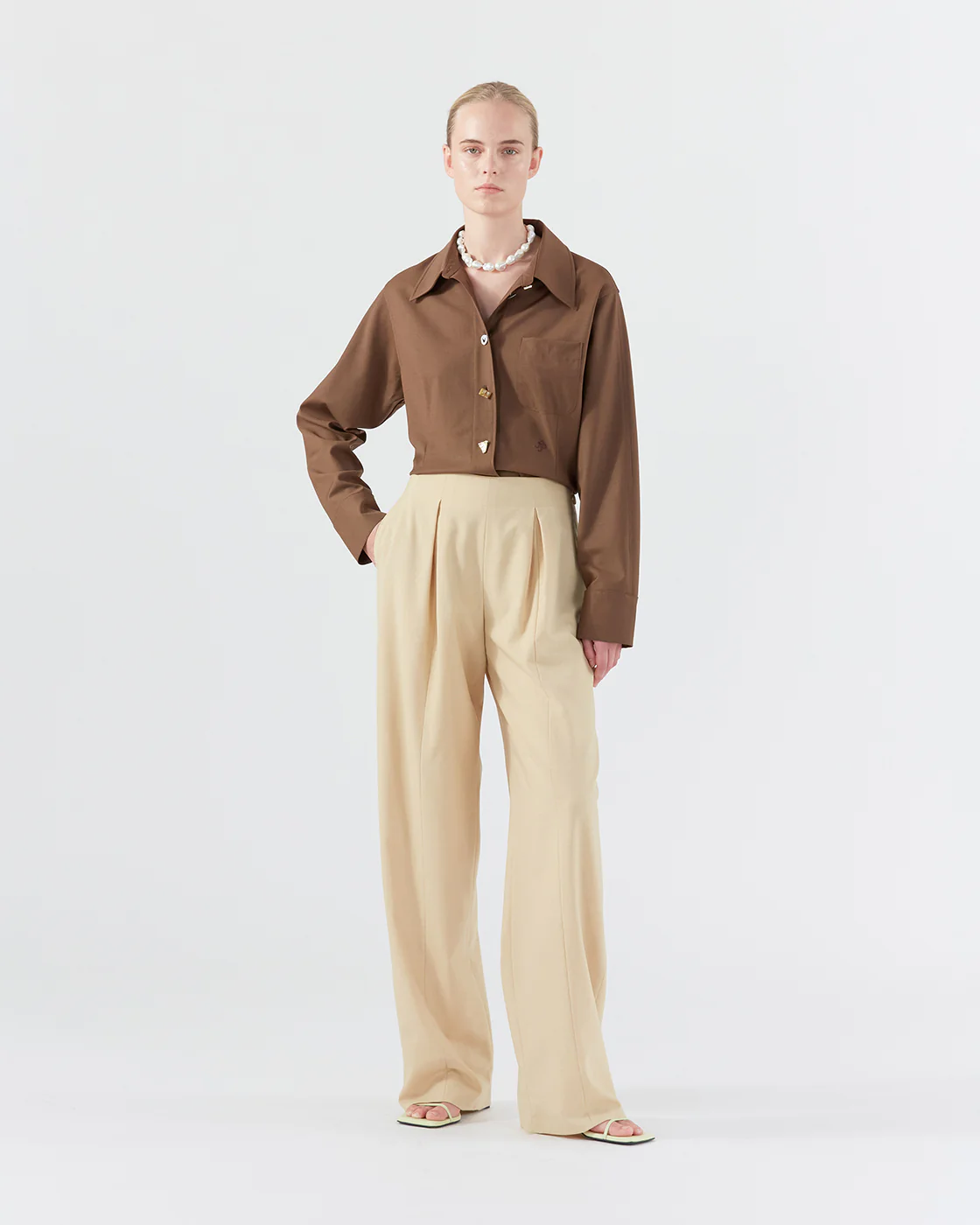 Reine Trousers Wool Blend Shortbread - Image 3