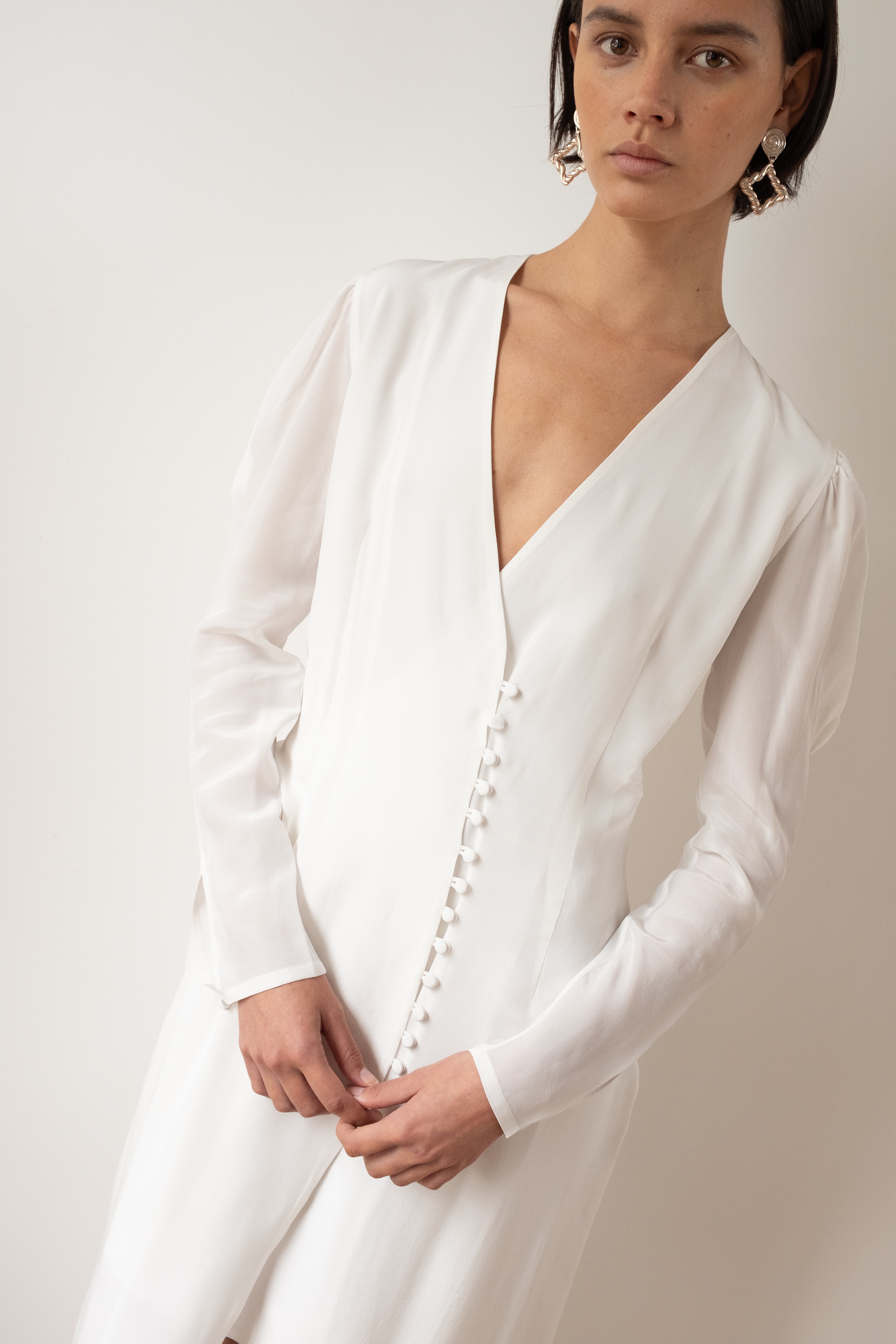 Remi Dress Silk Crepe de Chine Off-White - Image 3