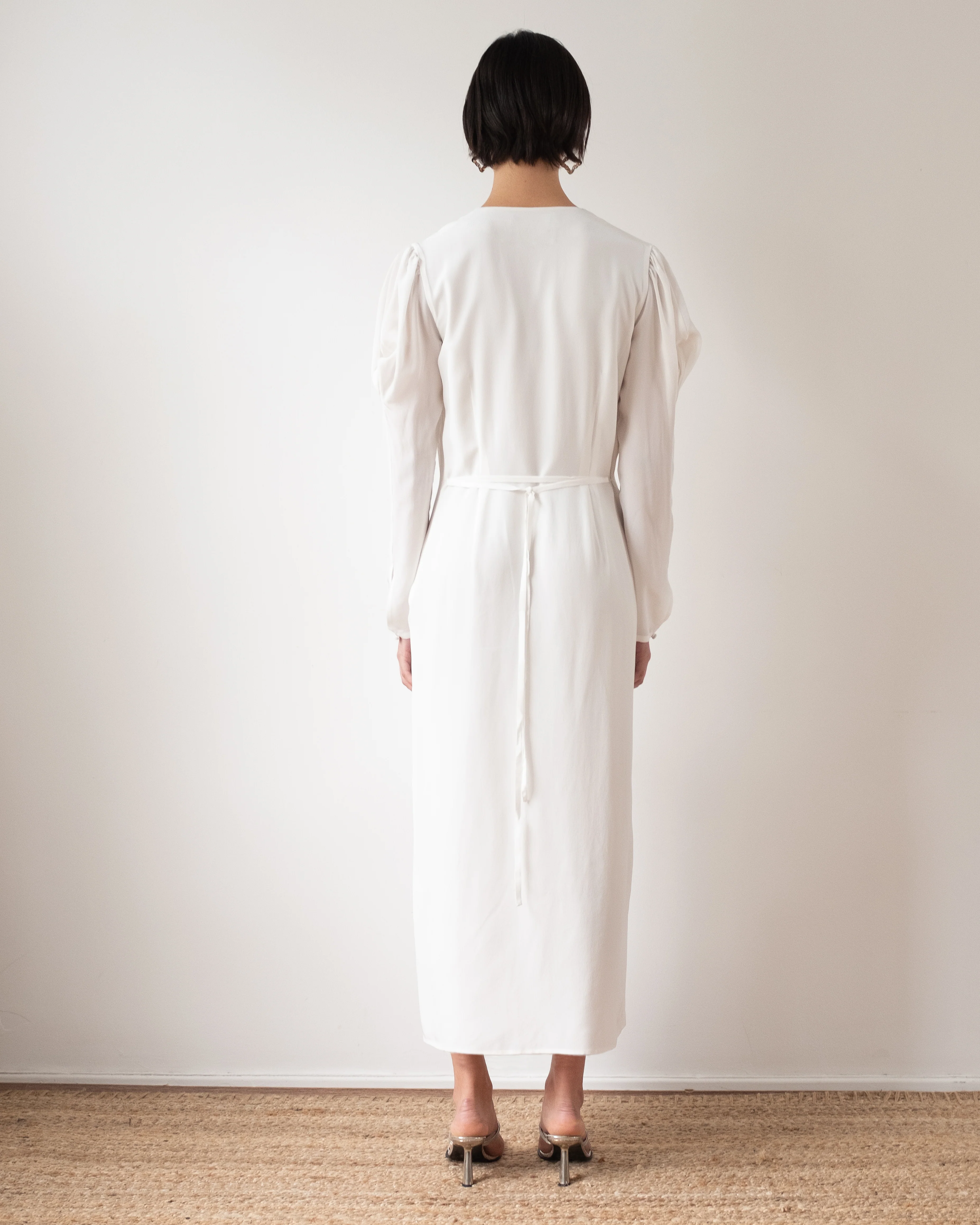Remi Dress Silk Crepe de Chine Off-White - Image 5