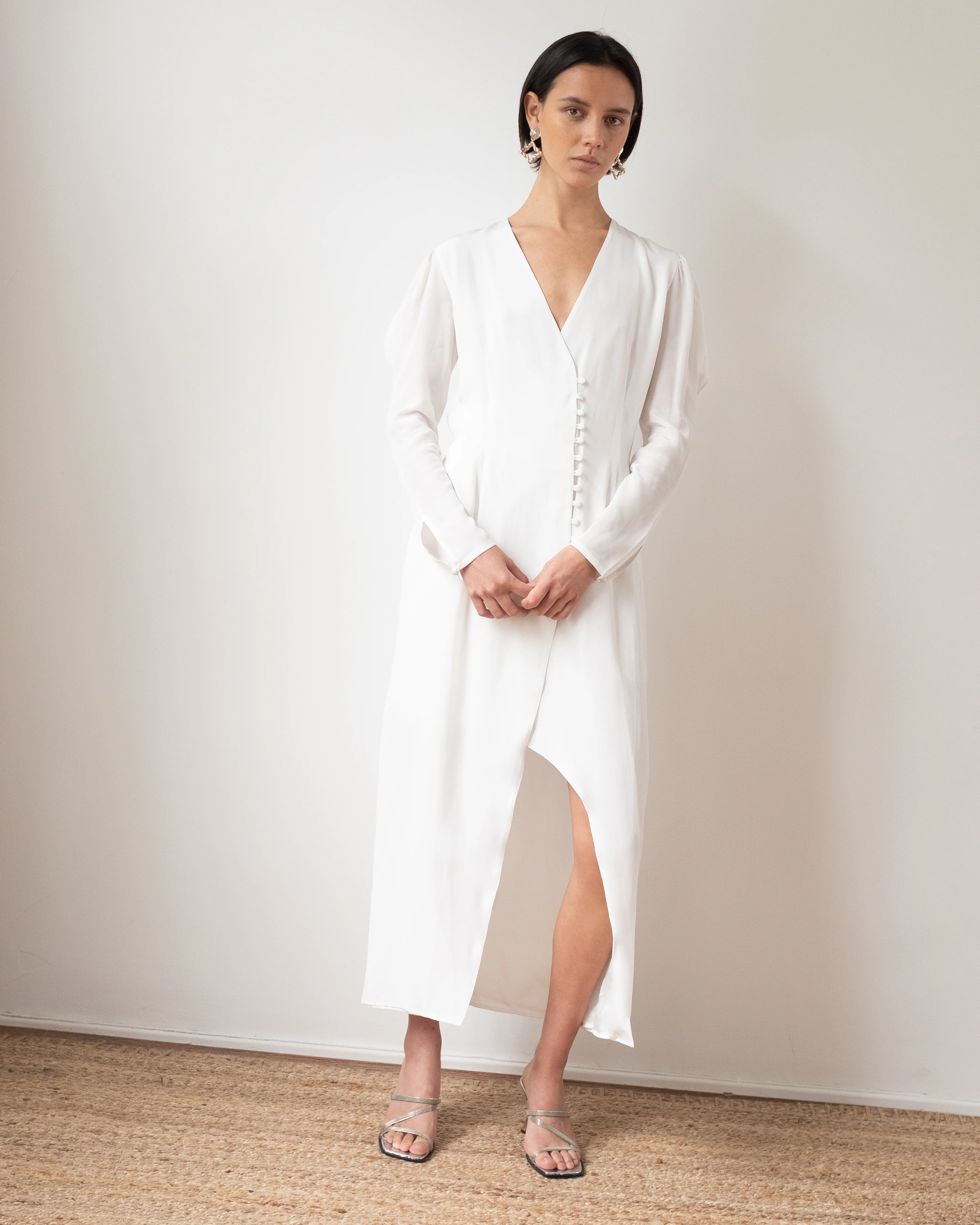 Remi Dress Silk Crepe de Chine Off-White - Image 6