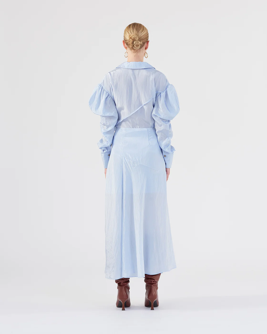 Ria Skirt Viscose Blend Crinkle Blue - Image 3