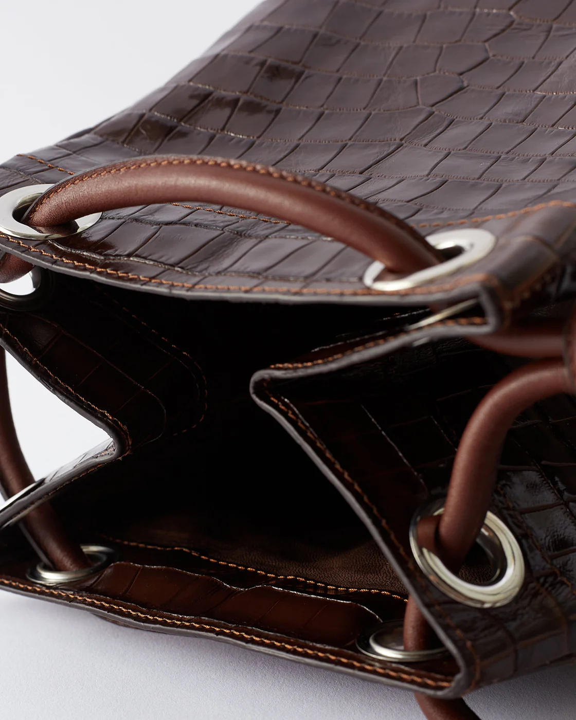 Rita Bucket Leather Embossed Brown - Image 5
