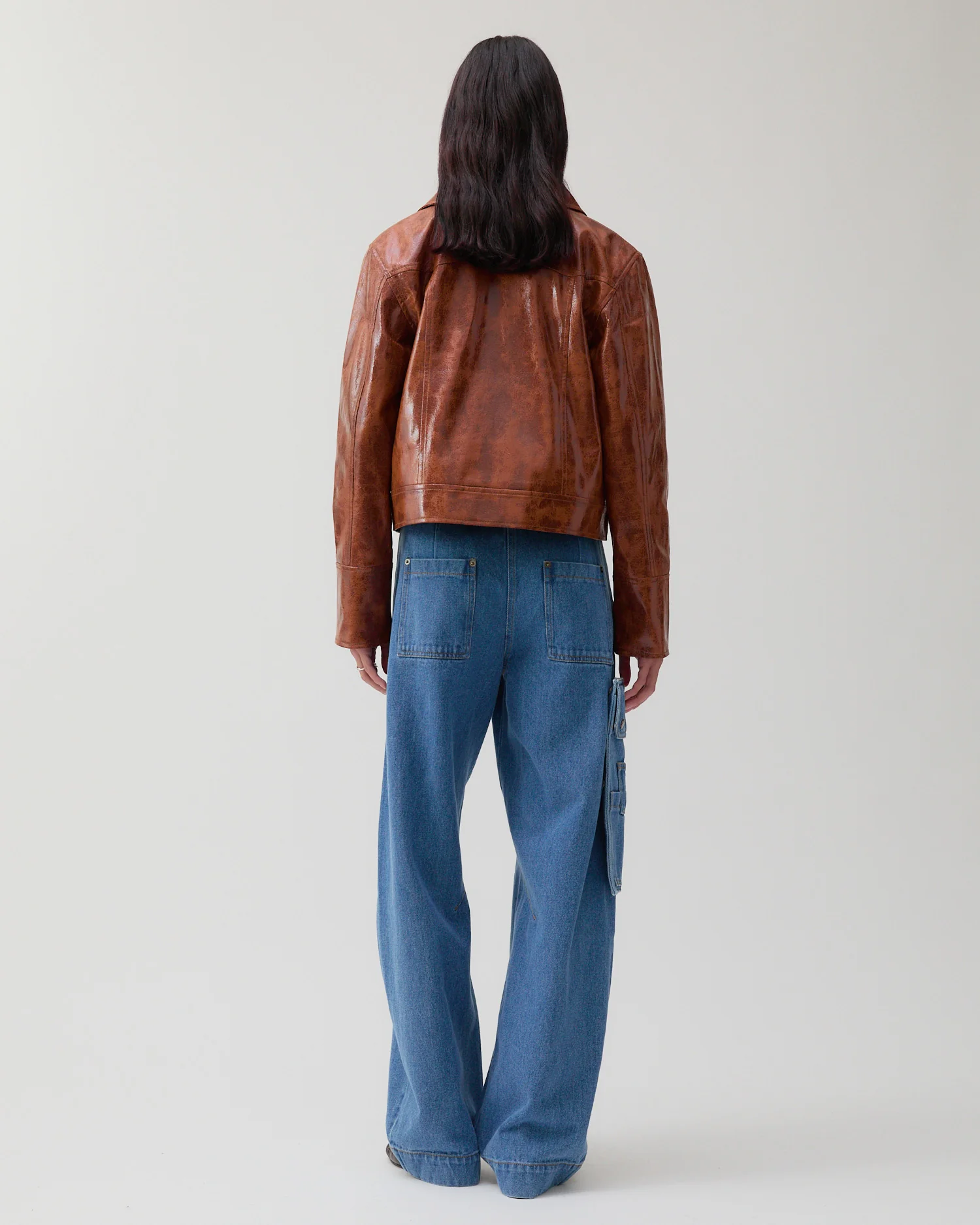 Rowan Jacket Faux Leather Brown - Image 3