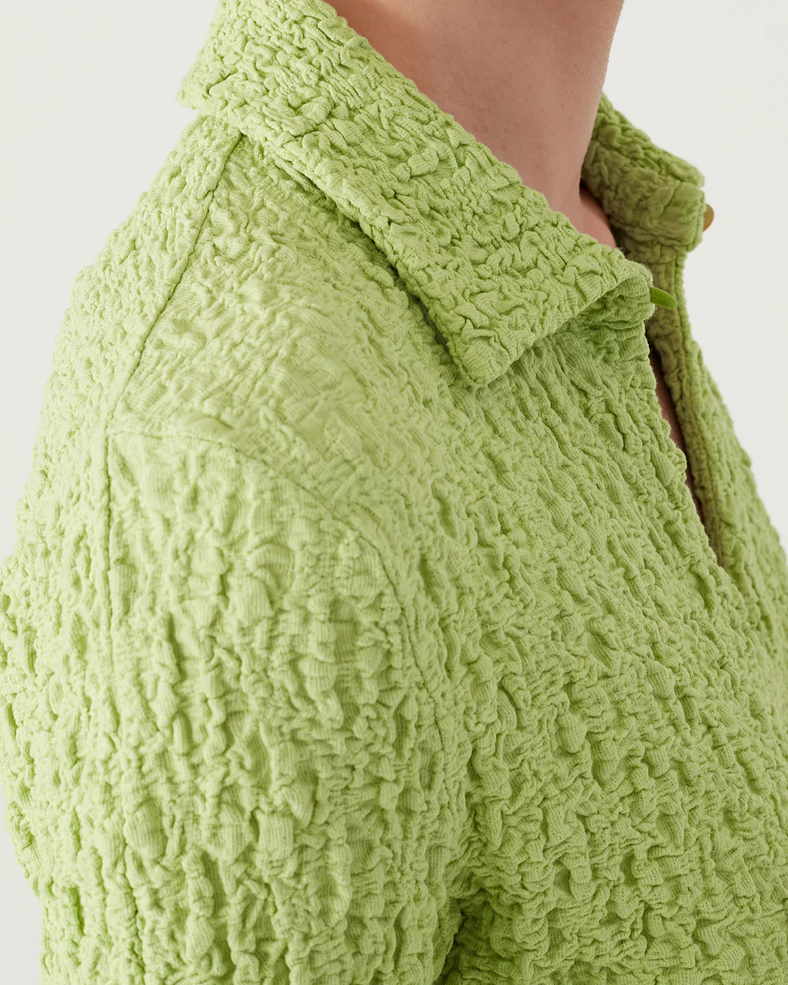 Sana Dress Cotton Blend Seersucker Acid Green - Image 3