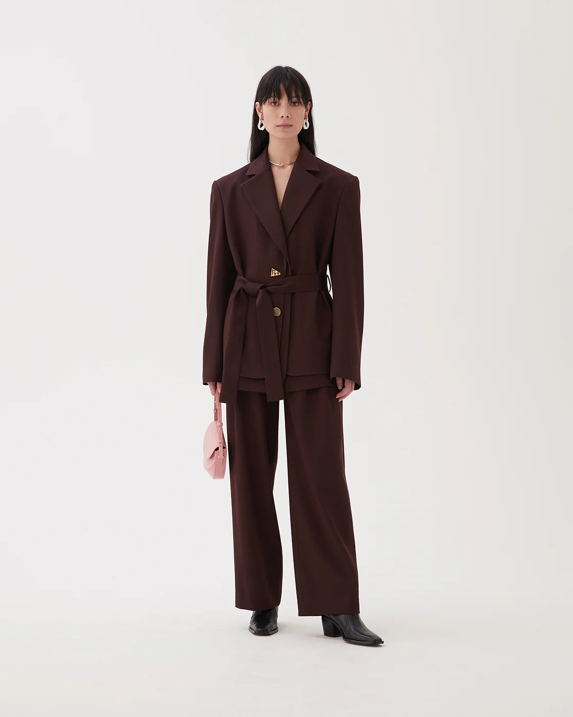 Simone Jacket Wool Blend Twill Burgundy - Image 6