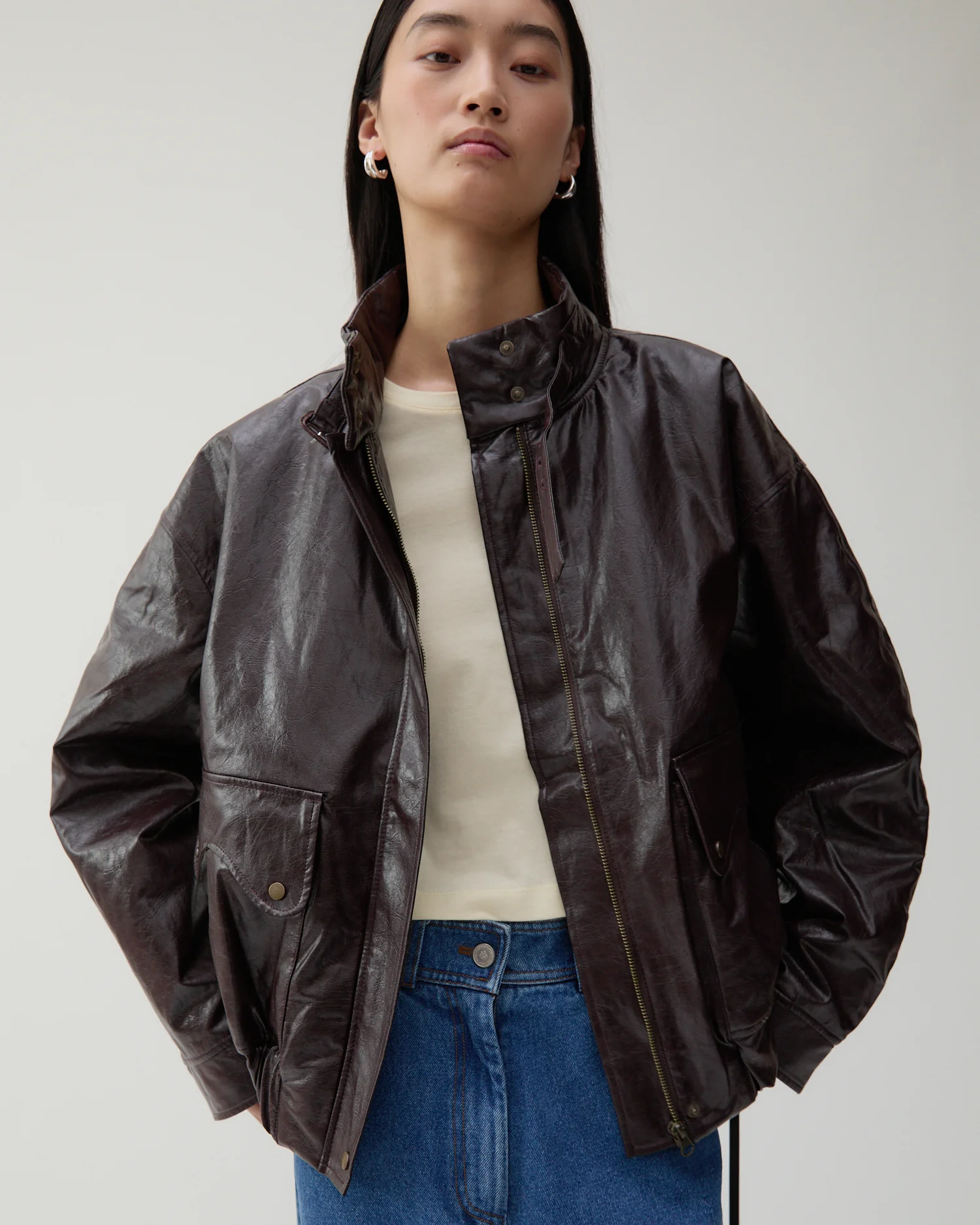 Sofie Jacket Faux Leather Burgundy - Image 2