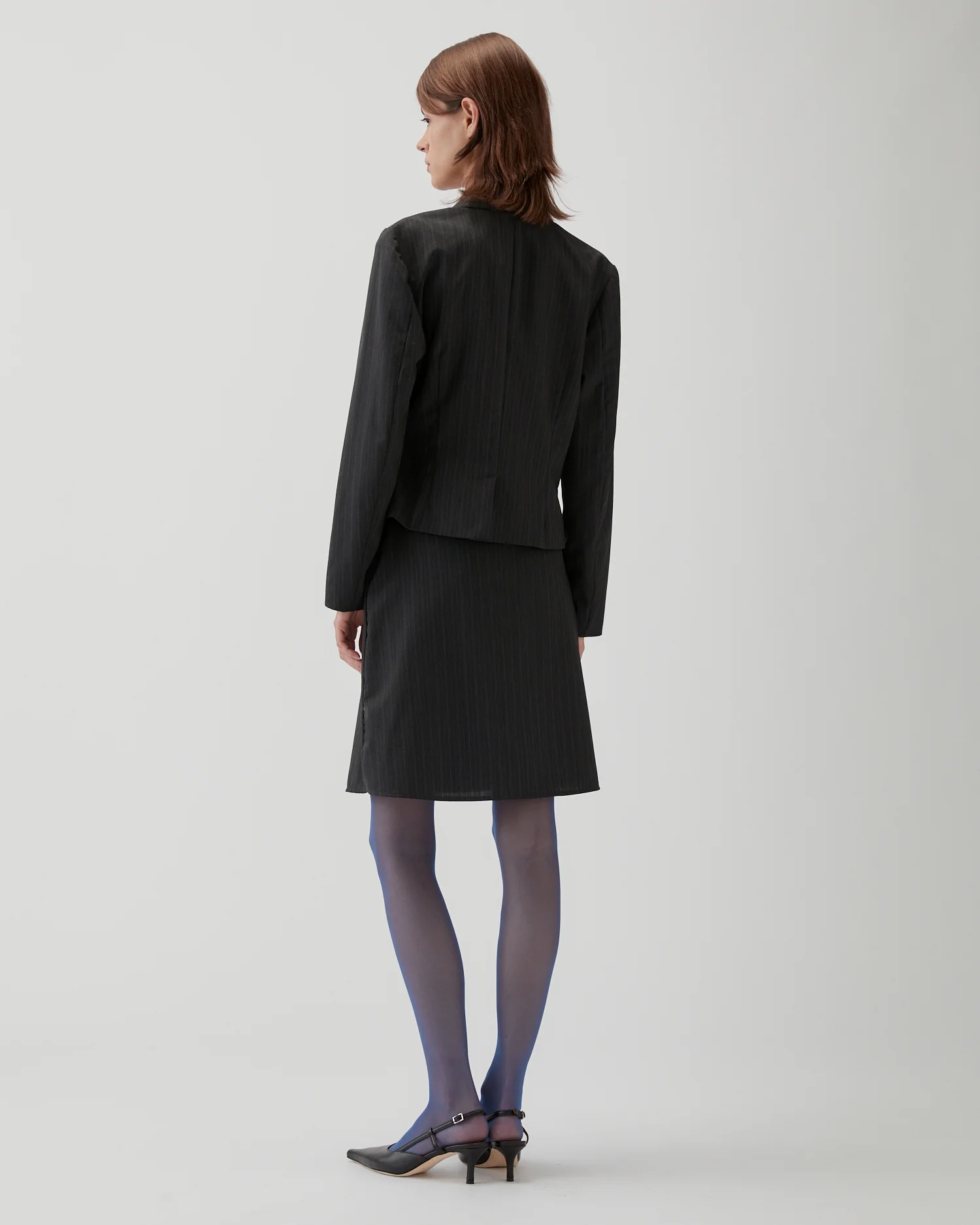 Sylvia Jacket Wool Suiting Stripe Grey - Image 4