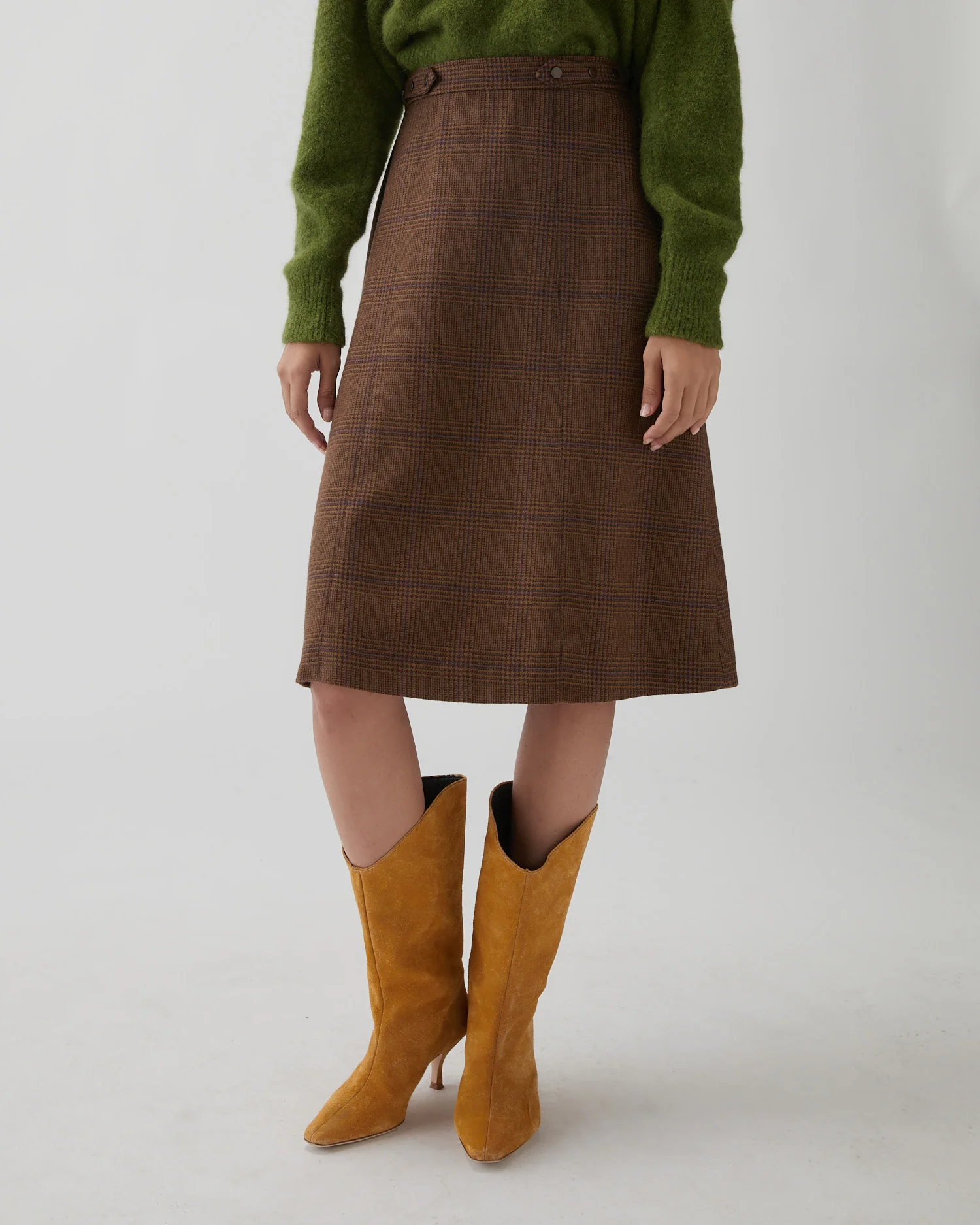 Thea Skirt Wool Check Brown - Image 2
