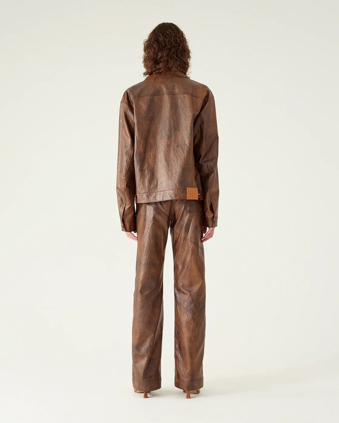 Theo Jacket Faux Leather Brown - Image 5