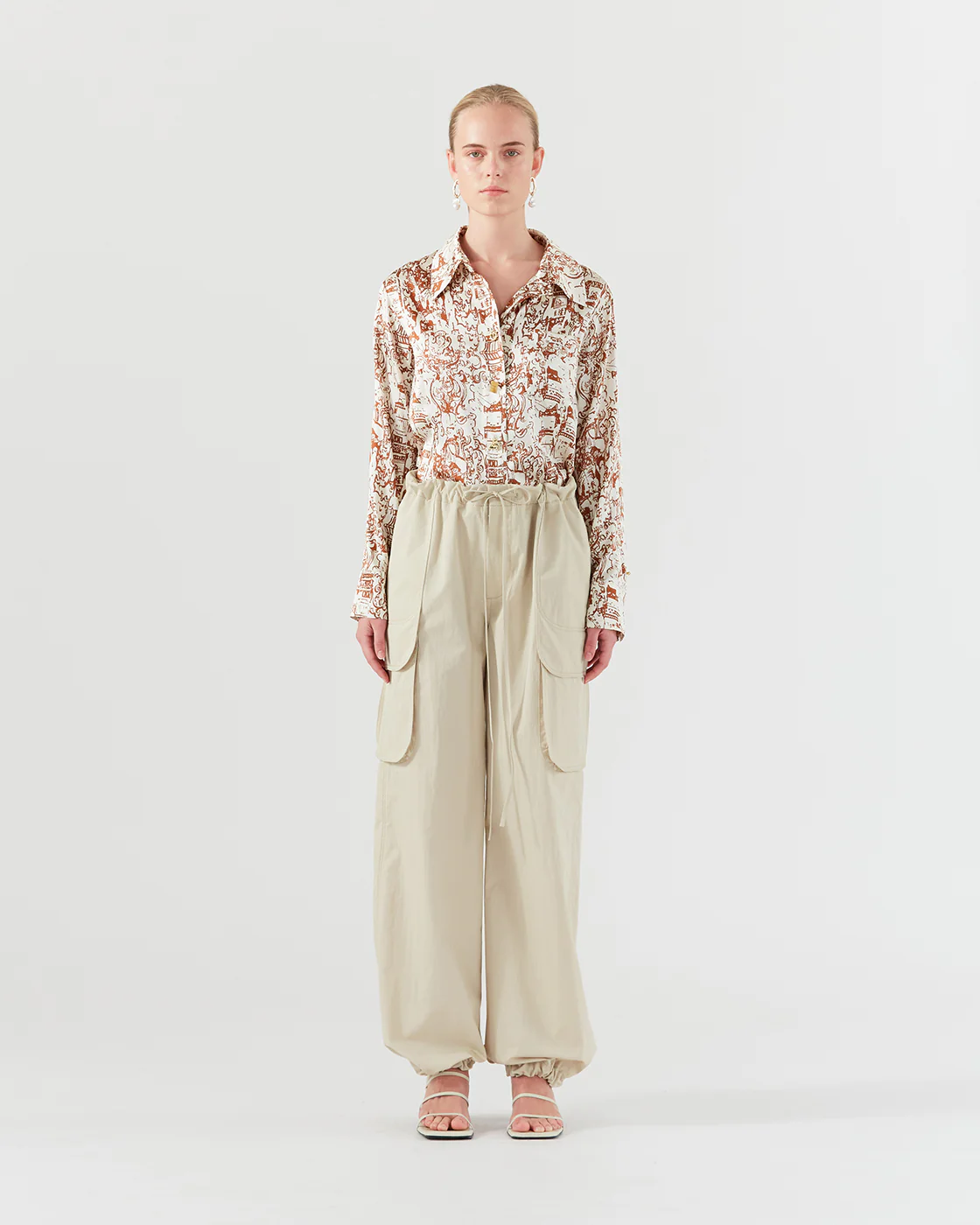 Vietta Trousers Cotton Blend Twill Sand - Image 5